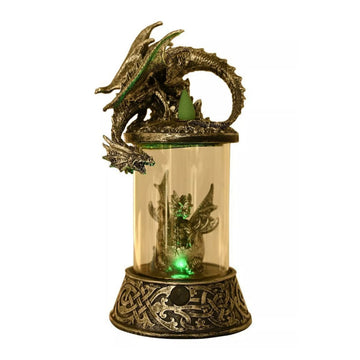 Silver Gothic Mystic Legends Dragon Incense Burner With LED Light