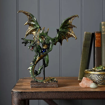 Mystic Legends Green Dragon Flying Resin Figurine