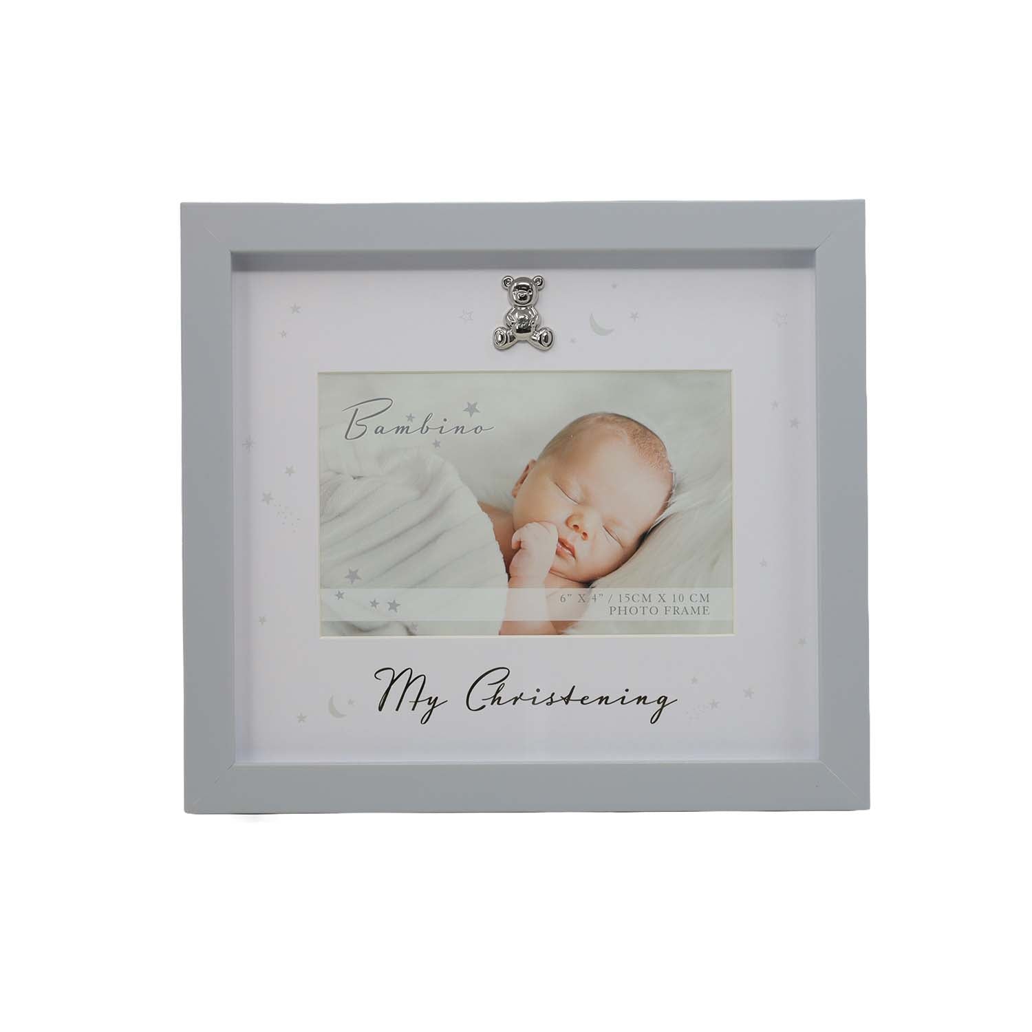 Matte Grey Landscape Baby Christening Photo Frame