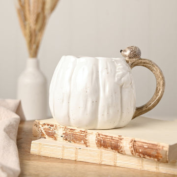 Country Living Pumpkin Mug with Hedgehog Handle