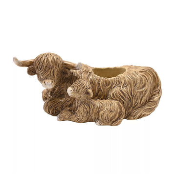 Highland Cow Polystone Tealight Holder