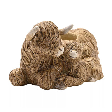 Highland Cow Polystone Tealight Holder