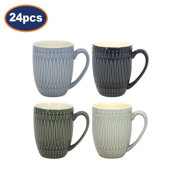 24Pcs HESTIA Retreat Collection 350ml Textured Grey Coffee Mug Set