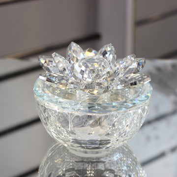 Hestia Clear Cut Crystal Flower Trinket Pot