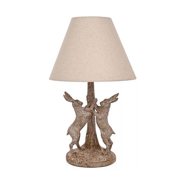 46cm HESTIA Wood Effect Hare Table Lamp
