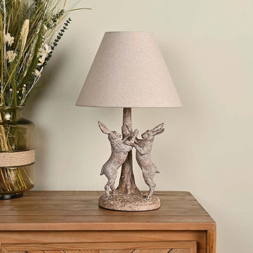 46cm HESTIA Wood Effect Hare Table Lamp