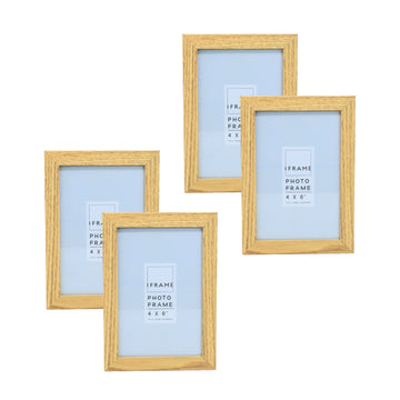 4" x 6" iFrame Set of 4 Oak Photo Frames