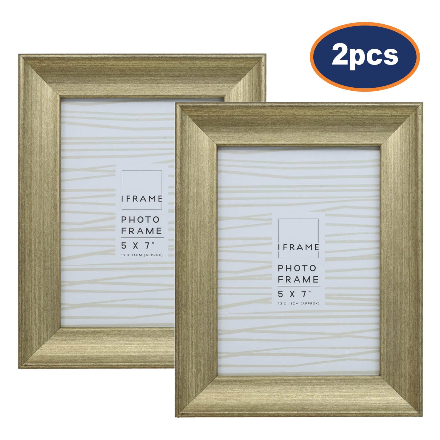 2Pcs 5x7 Brushed Gold Picture Frame