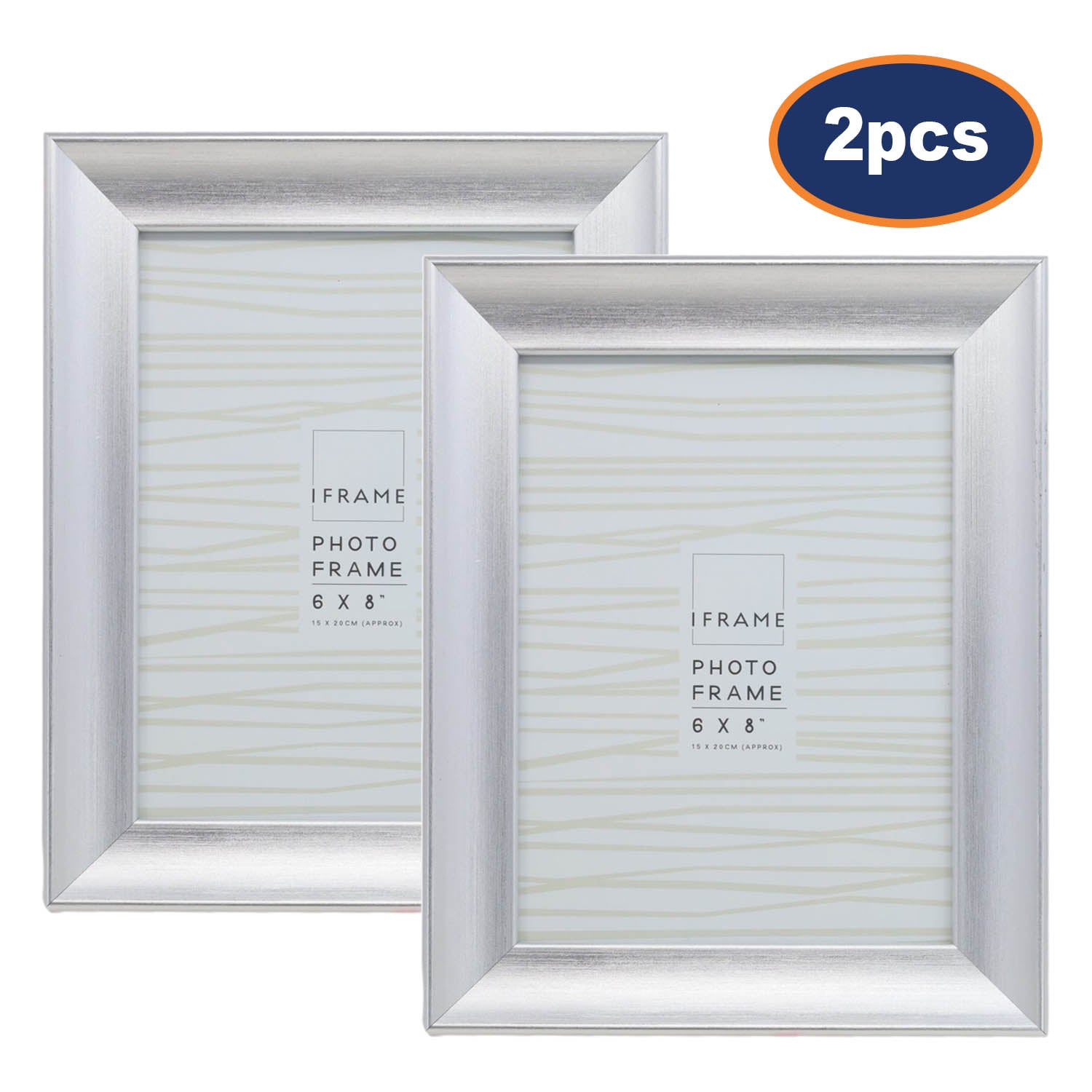 2Pcs 6x8 Brushed Silver Picture Frame