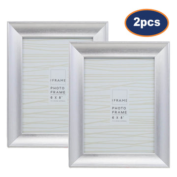 2Pcs 6x8 Brushed Silver Picture Frame
