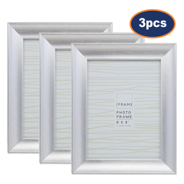 3Pcs 6x8 Brushed Silver Picture Frame
