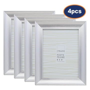 4Pcs 6x8 Brushed Silver Picture Frame