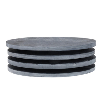 Meg Hawkins 4Pcs Black Round Engraved Animal Design Slate Coasters Set