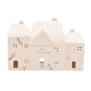 White Ceramic House Tealight Holder