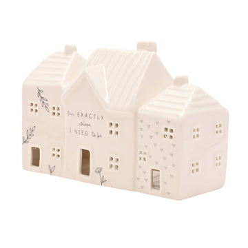 2Pcs White Ceramic House Tealight Holder