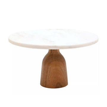25cm Hestia Marble & Acacia Wood Cake Stand