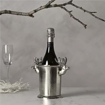 Aluminium Metallic Effect 3D Stag Handle Wine Bottle Chiller