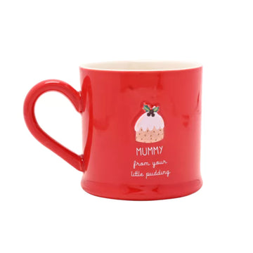 Christmas Mug Set Mummy Daddy Ceramic 300ml Embossed Elf and Pudding Gift Cups