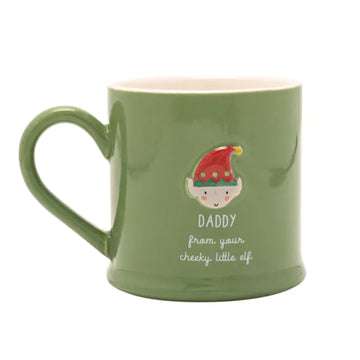 2Pcs Daddy Ceramic Embossed Elf 300ml Christmas Mug