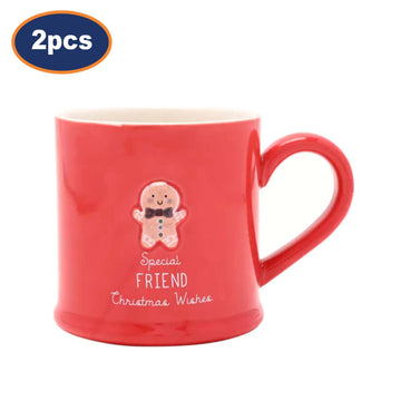 2Pcs Friend Love Life Embossed 300ml Christmas Mug