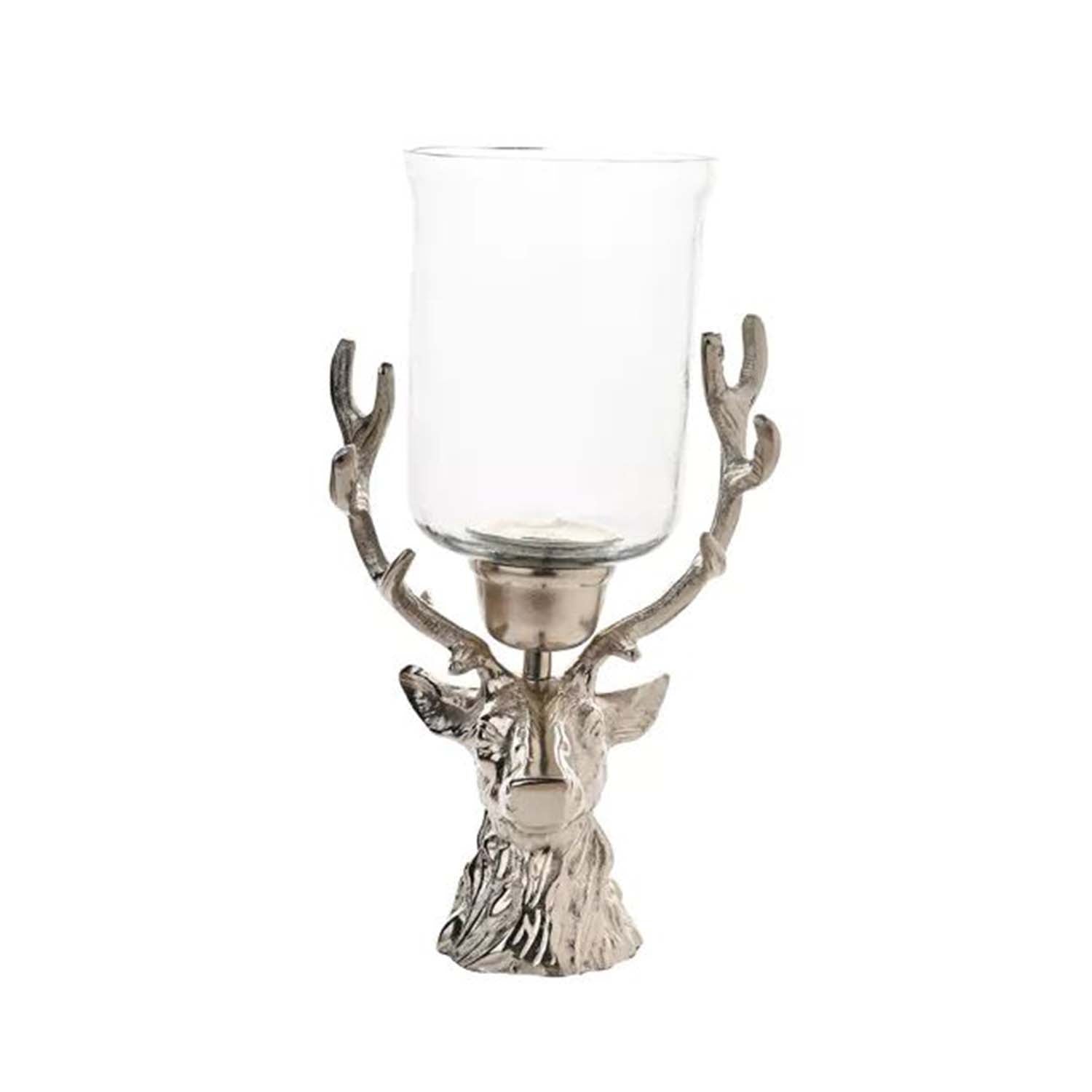 Hurricane Glass Metal 3D Stag Shaped Candle Holder