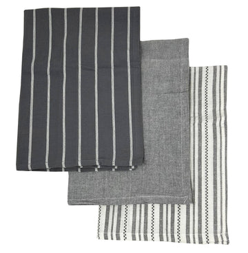 6pcs 100% Cotton Kitchen Tea Towel Set - Grey