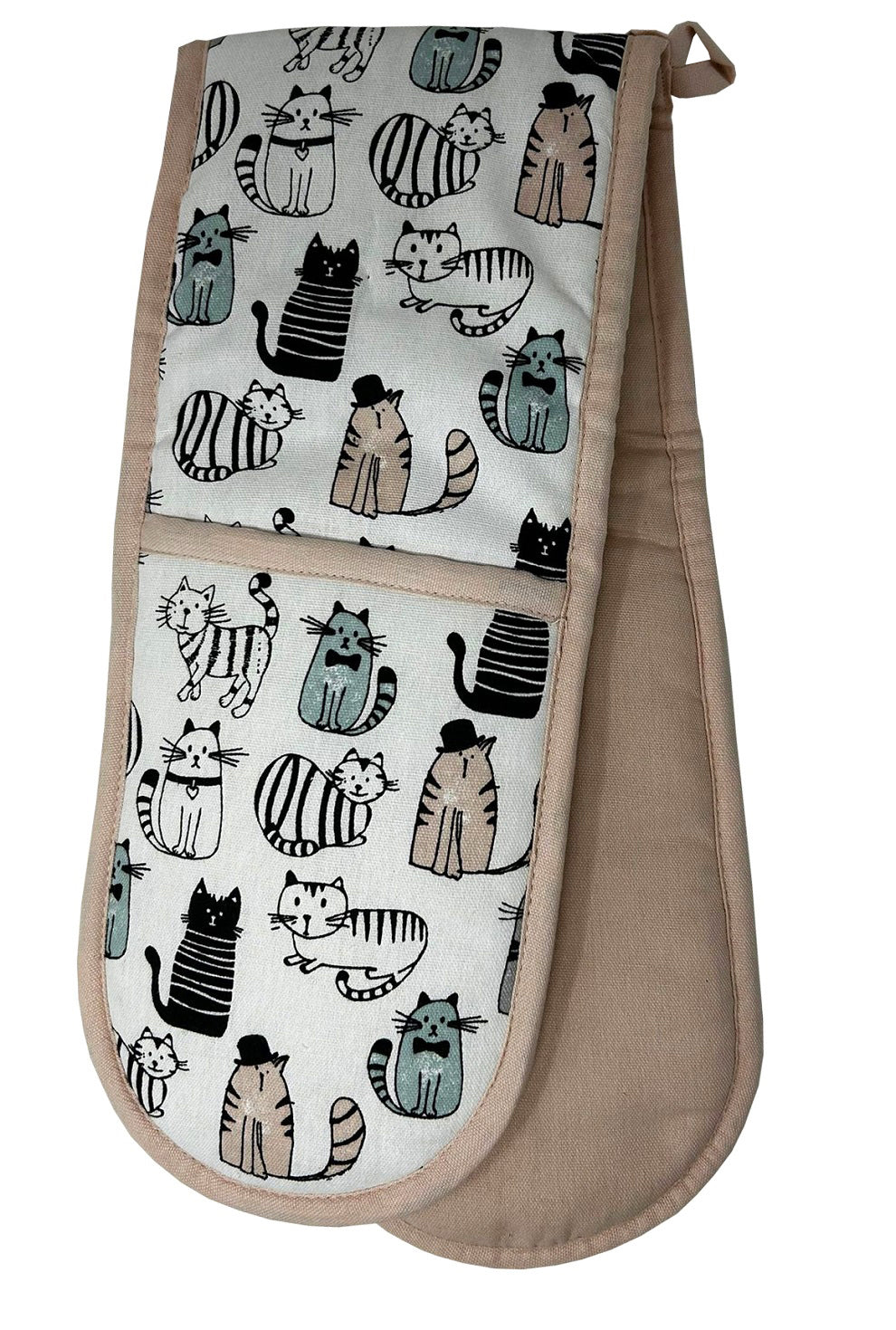 Cats Double Oven Gloves 100% Cotton, New