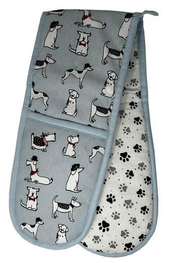 Dogs Double Oven Gloves 100% Cotton, New