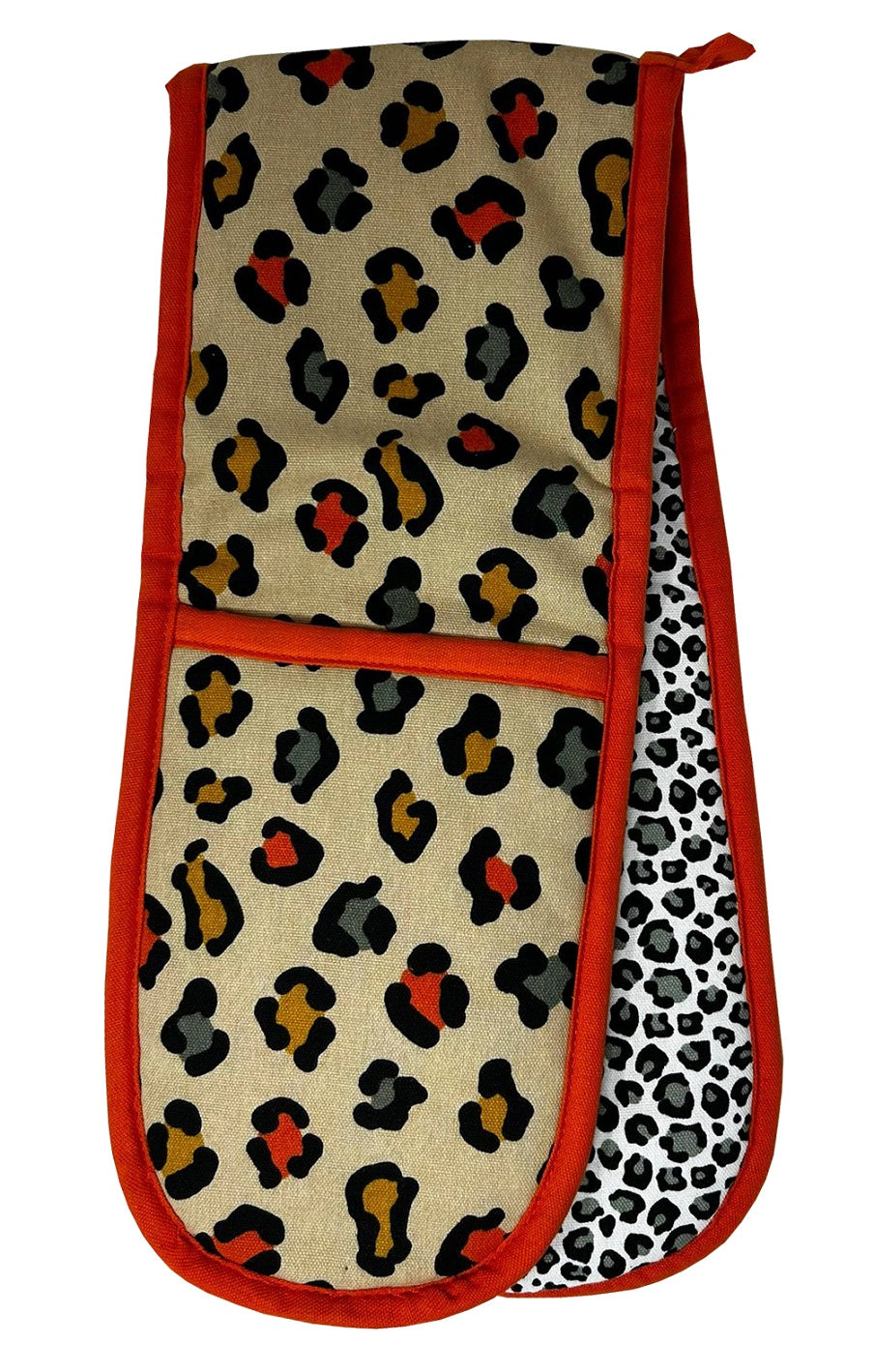 Leopard Print Double Oven Gloves 100% Cotton, New