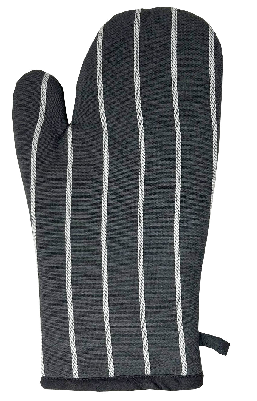 Striped Single Oven Mitt 100% Cotton, Grey