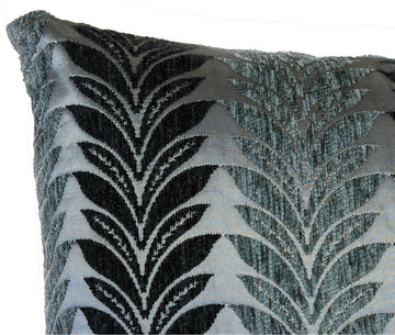 Crushed Velvet Leaves Cushion Cover Charcoal Grey