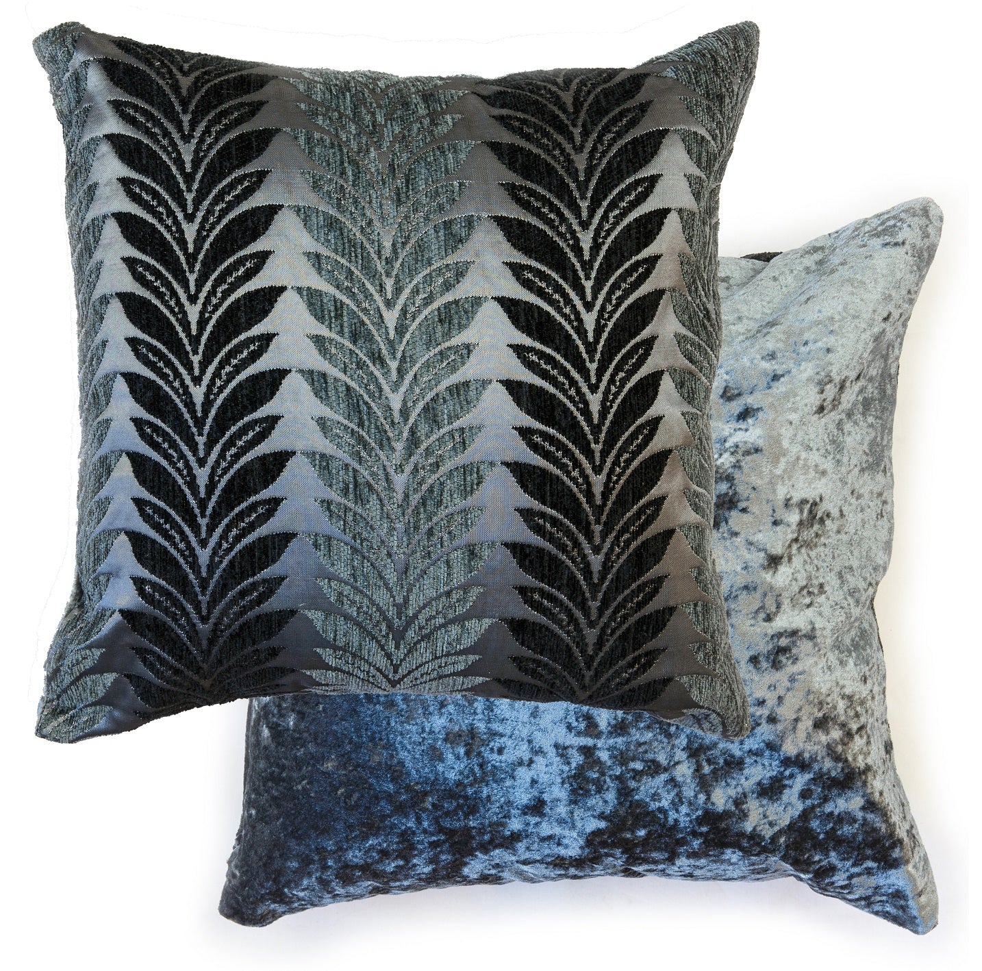 Crushed Velvet Leaves Cushion Cover Charcoal Grey