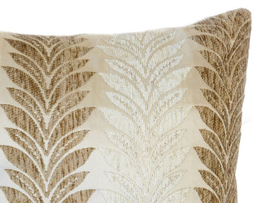 Crushed Velvet Leaves Cushion Cover Natural Cream