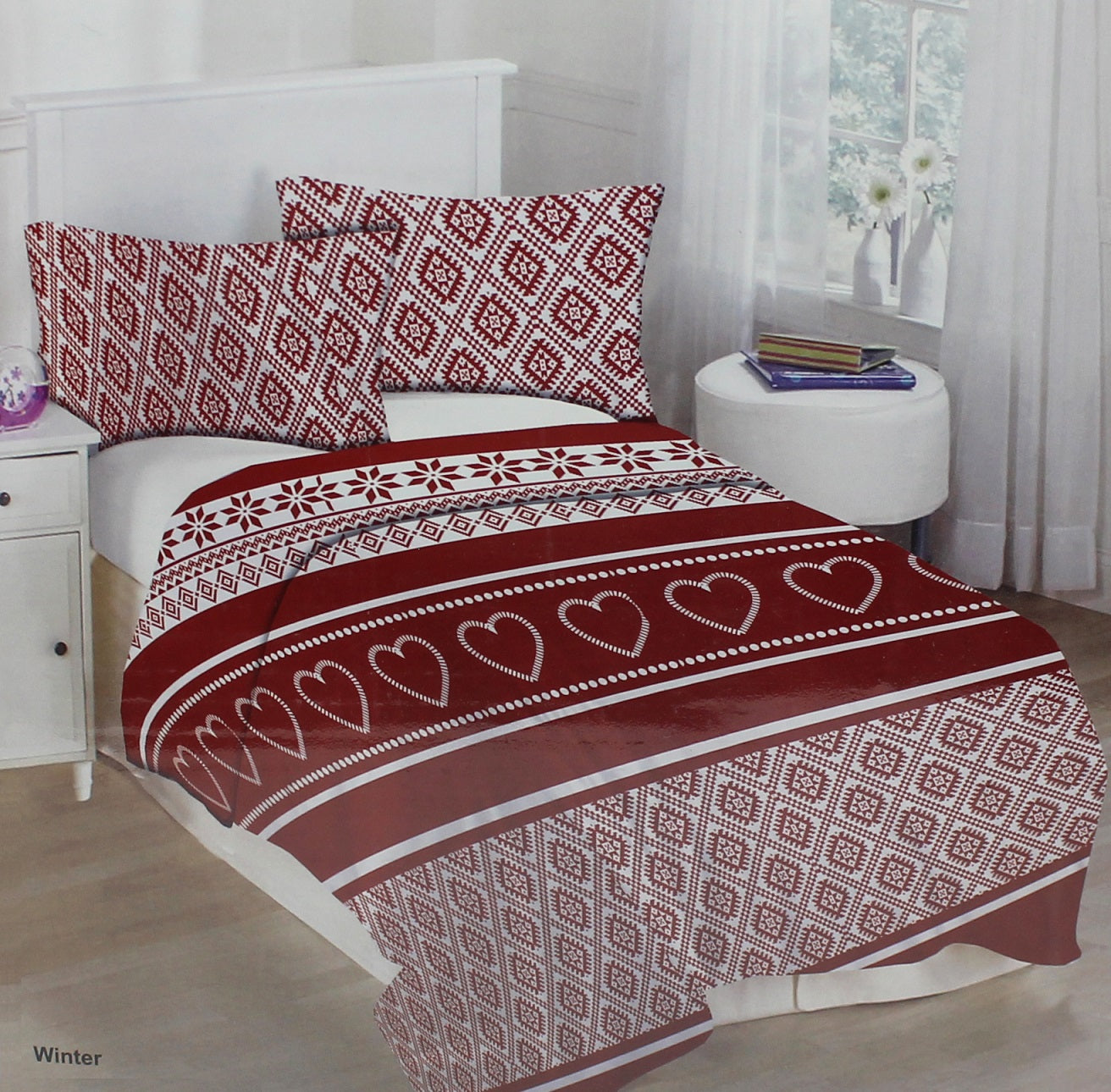 Flannelette Nordic Snowflakes Duvet Cover Brushed King