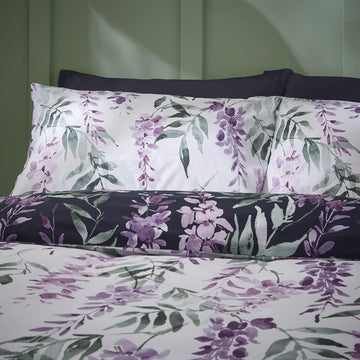 Catherine Lansfield Wisteria Floral Duvet Cover Set, Double, Navy