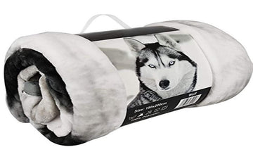 Wolf Animal Print Mink Throw, 150x200cm