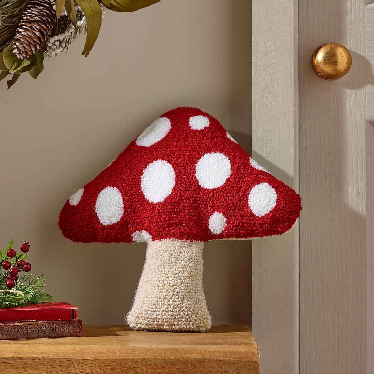 Catherine Lansfield 3D Woodland Mushroom Shaped Cushion, Red