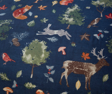 Twilight Autumn Forest Duvet Cover Set, Double, Navy