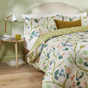 Tropical Birds Duvet Cover Set, King, Sage Green