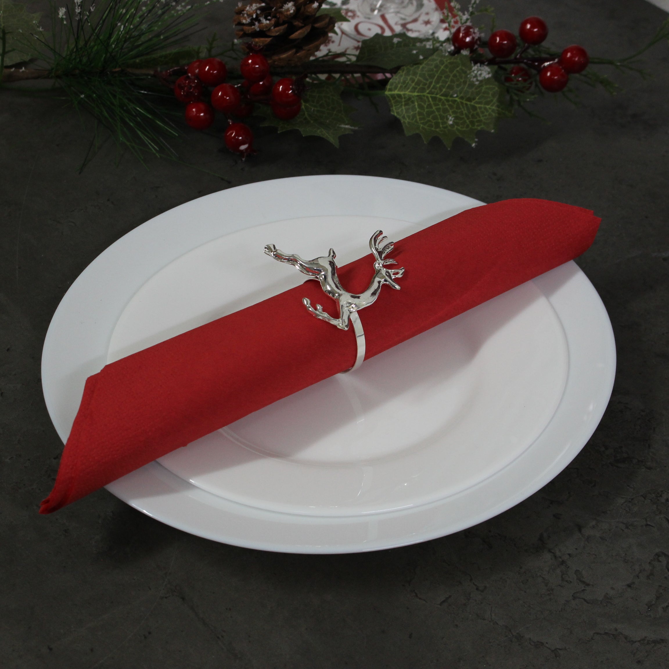 Silver reindeer deals napkin rings