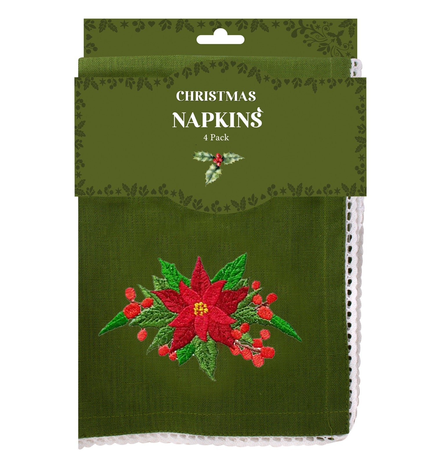 Pack of 4 40cm Cotton Christmas Napkins