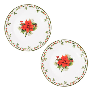 2PC 19cm  Christmas Holly Porcelain Side Plates