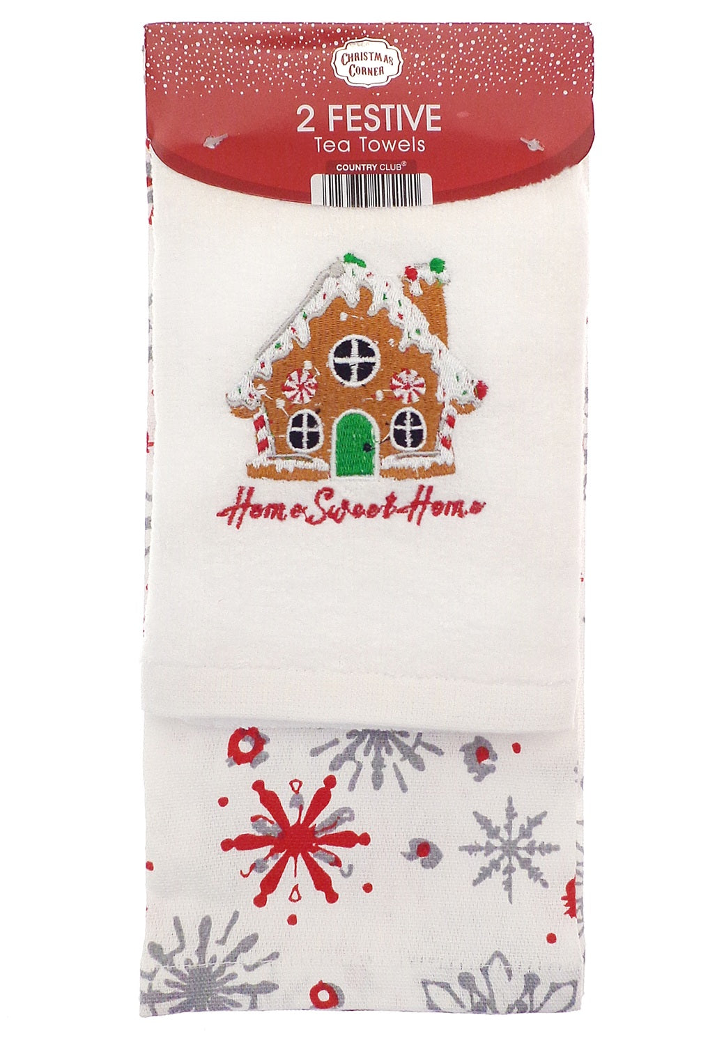 Embroidered Home Sweet Home Kitchen Tea Towel Set 2pk - New