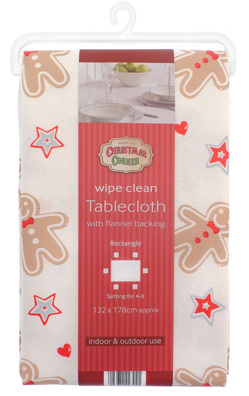 Jolly Gingerbread Man Wipe Clean Table Cloth 132x178cm - Multi