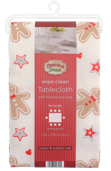 Jolly Gingerbread Man Wipe Clean Table Cloth 132x230cm - Multi