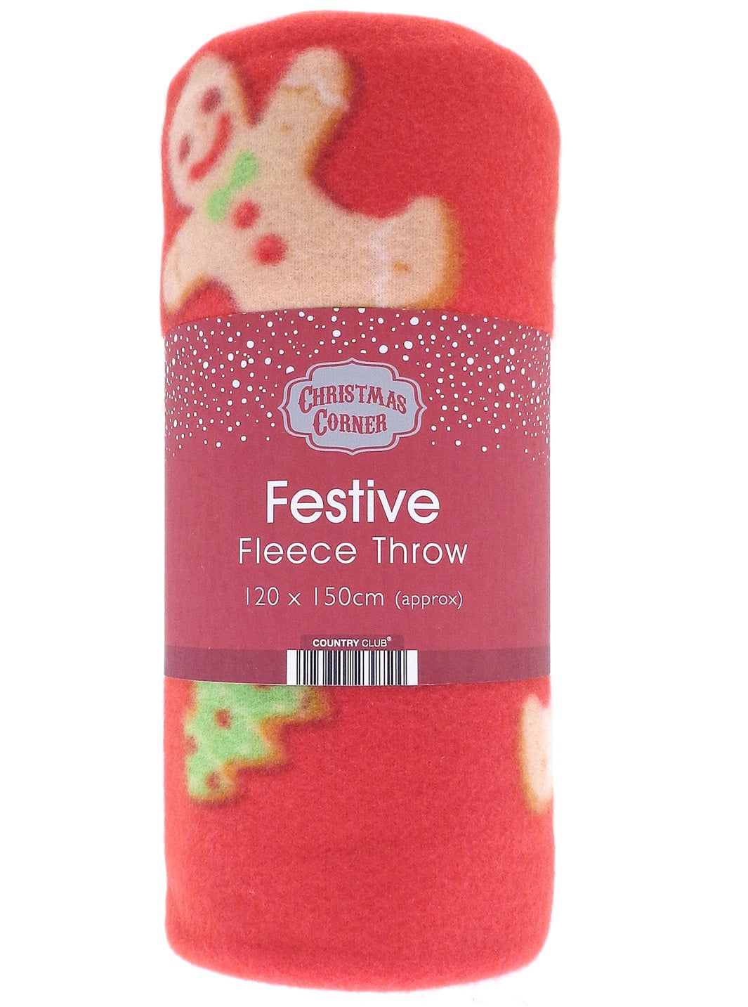 Jolly Gingerbread Man Fleece Blanket Throw, 120x150cm - Red