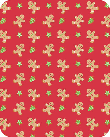 Jolly Gingerbread Man Fleece Blanket Throw, 120x150cm - Red