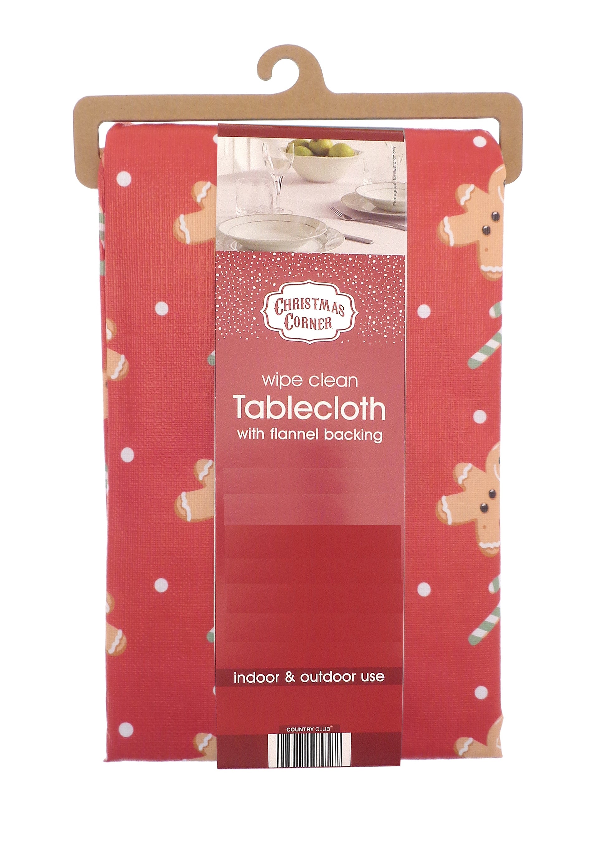 Christmas Gingerbread Man Dining Table Cloth 132x230cm - Red