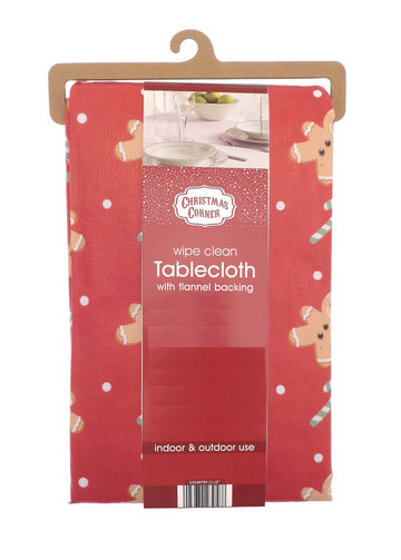 Christmas Gingerbread Man Dining Table Cloth 132x230cm - Red
