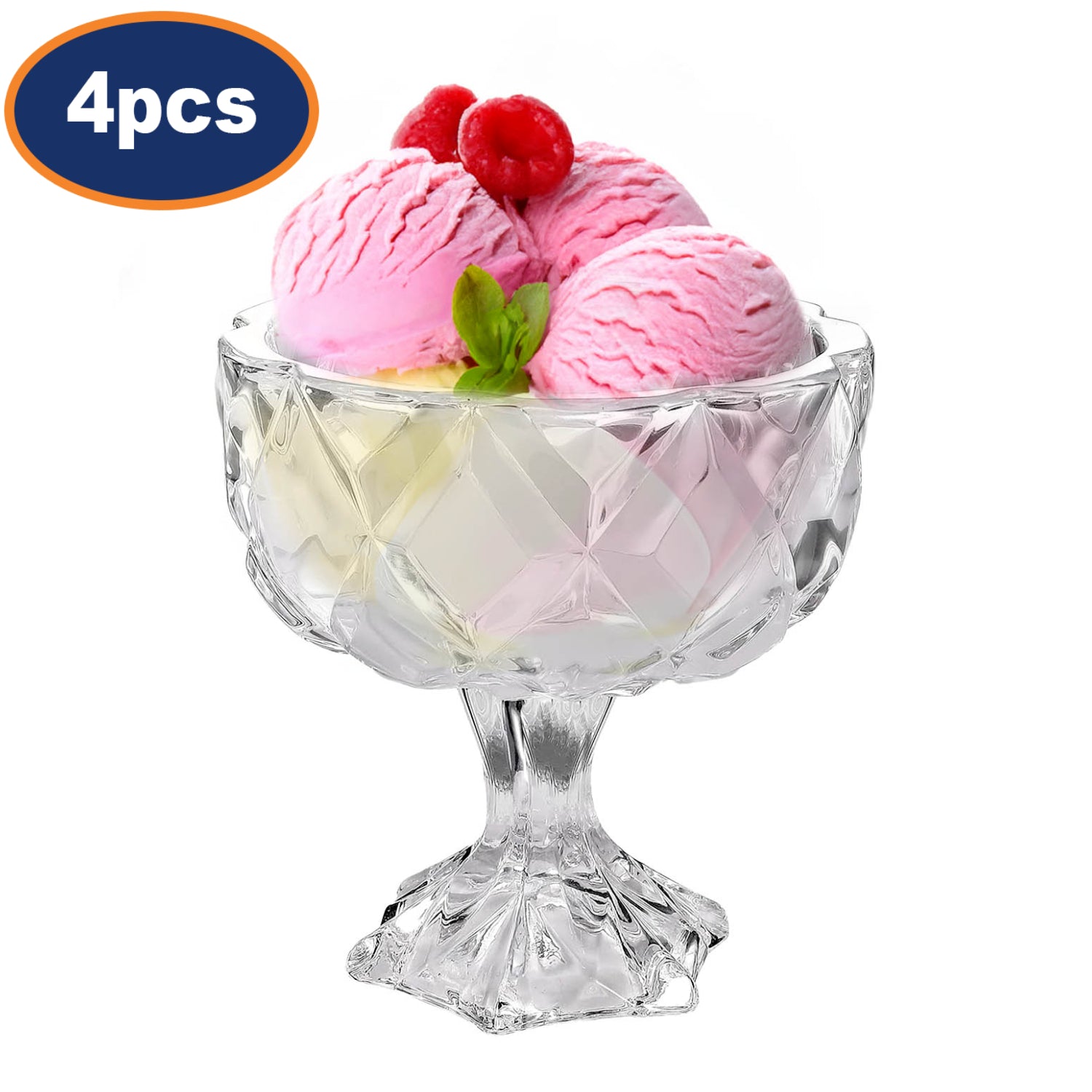 4Pcs Royal Cuisine Glass Dessert Bowls